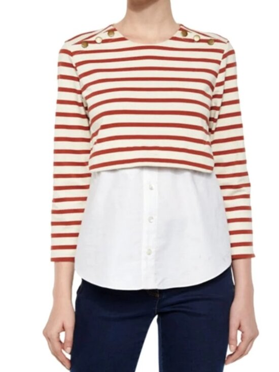 Veronica Beard Tops - Veronica Beard Anchor Layered Striped Poplin Shirt XS
